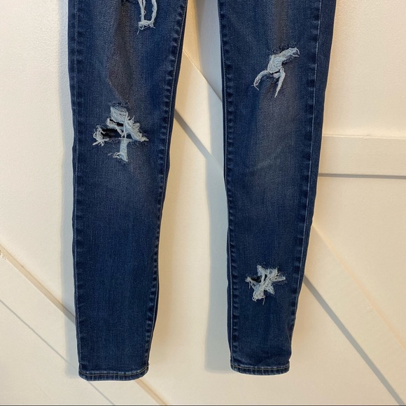 Gap Soft True Skinny Distressed Mid Rise Ankle Denim Jeans Dark Indigo Sz 4/27 - Picture 3 of 11